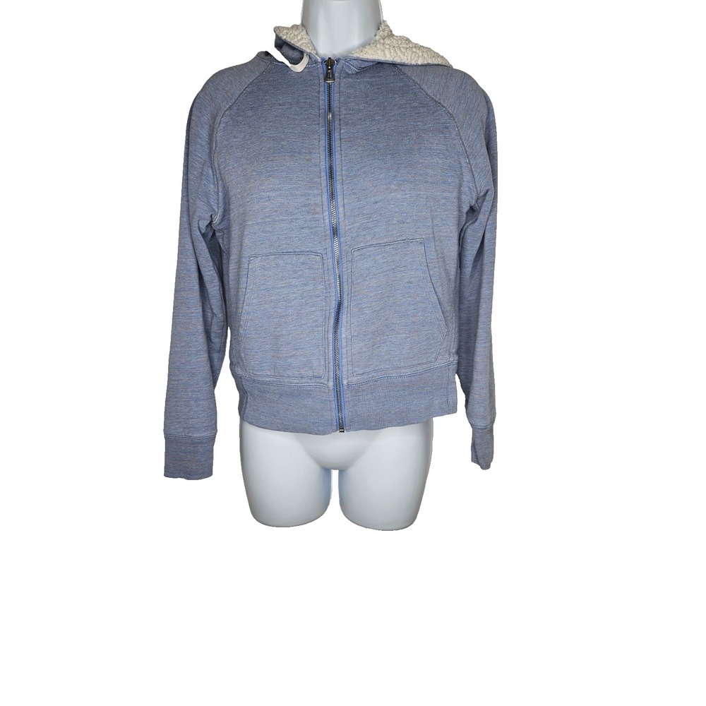 GAP Sherpa Lined Hoodie Zip Up Jacket Blue Womens XS Cozy Fleece